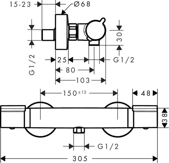 Hansgrohe Thermostatische Douchekraan Versostat² Chroom 15 cm