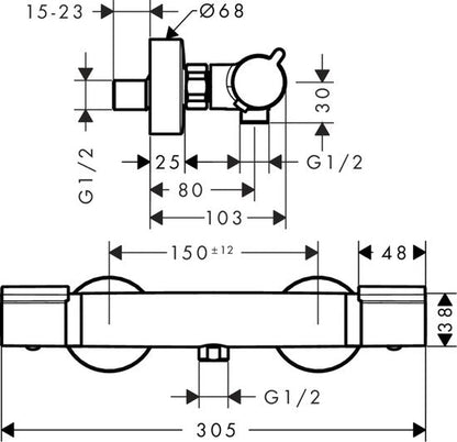 Hansgrohe Thermostatische Douchekraan Versostat² Chroom 15 cm